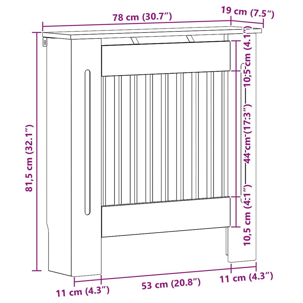Radiator Cover Glossy White 78 x 19 x 81.5 cm
