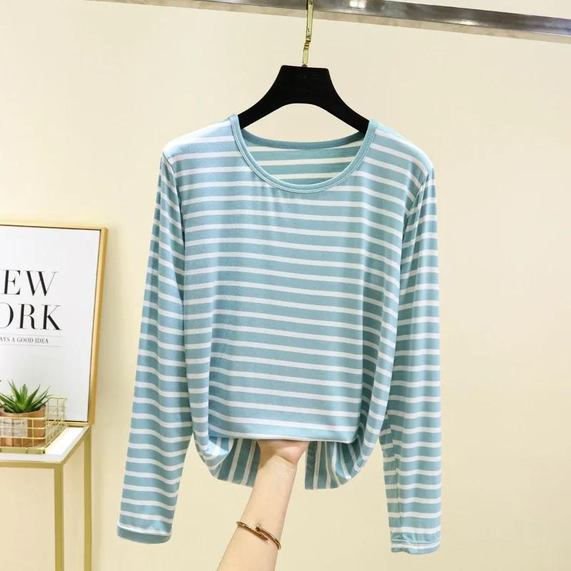 Spring Summer Base Shirt Loose Versatile Fashionable Top Striped Long-sleeved T-shirt Women