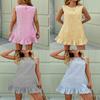 Summer Sleeveless Ruffle Hem Casual Dress With Piping For Travel And Date Night
