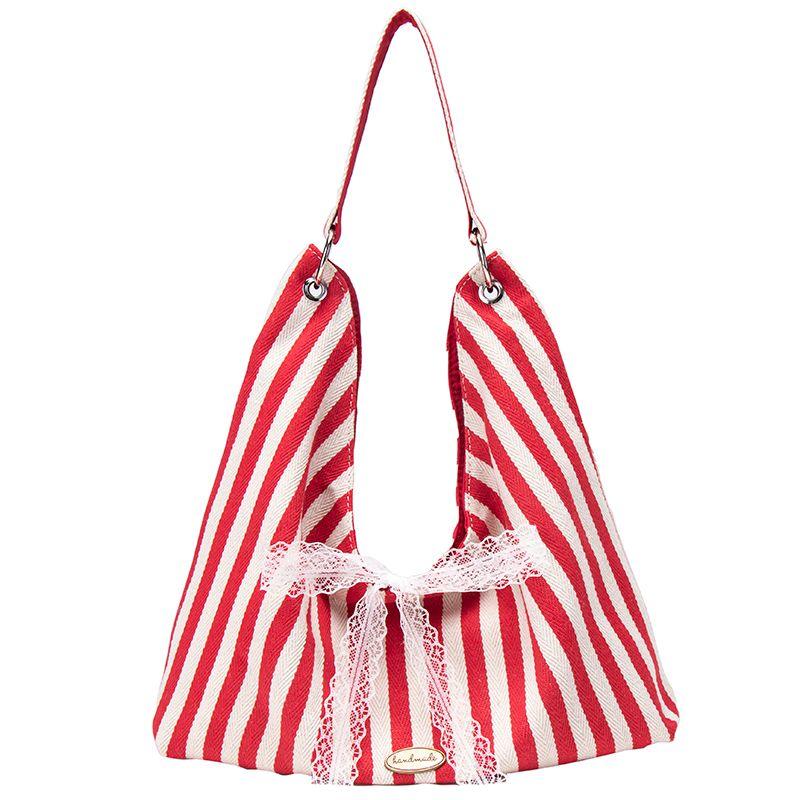 

Сумка-тоут Mach & Kili Mk в полоску в стиле idle, женская, синяя, большая вместимость, повседневная, универсальная, для поездок на работу Red