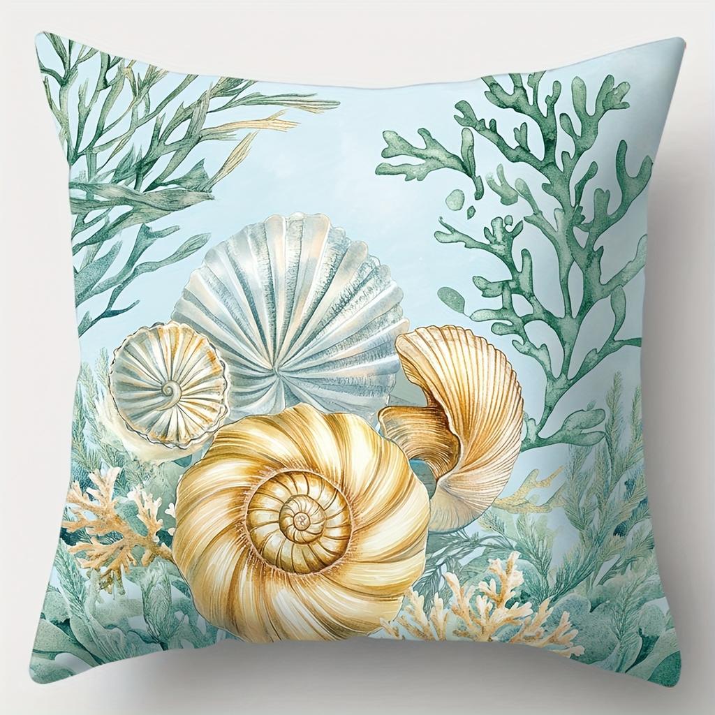 4pcs, printed pillowcases, including seahorse, starfish, turtle and other patterns. Suitable for home decoration, outdoor, room