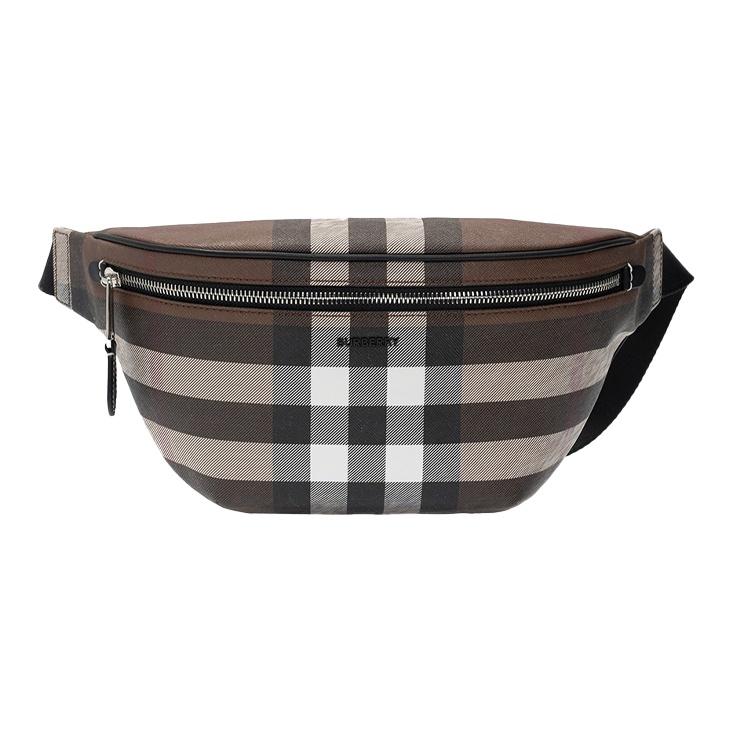 Burberry Borsa a tracolla pettorale in tela ecologica a quadri scuri da uomo Marrone Noce Scuro 80365591