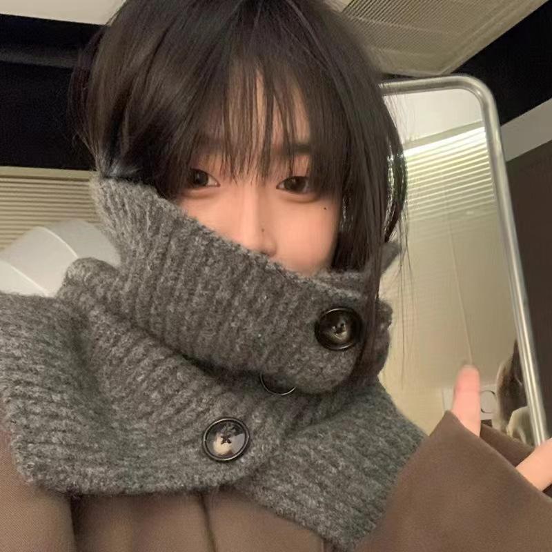New Decorative Collar Scarf For Women Girls Winter Solid Knitted Neckerchief Fashion Soft Warmer Neck Collar Pullover Scarves