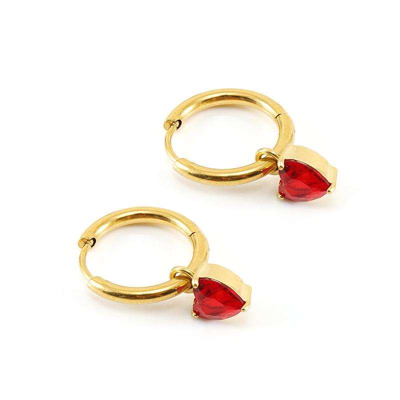 18k Gold-Plated Heart Pendant Earrings with Zircon