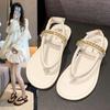 Fashion 2024 Shoes Woman  Trend Ladies Shoes New Fashion Metal Chain Women's Slippers Summer Flat Casual Beach Flip Flops  Women