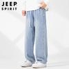 JEEP SPIRIT Men's Loose Fit Wide Leg Straight Denim Jeans