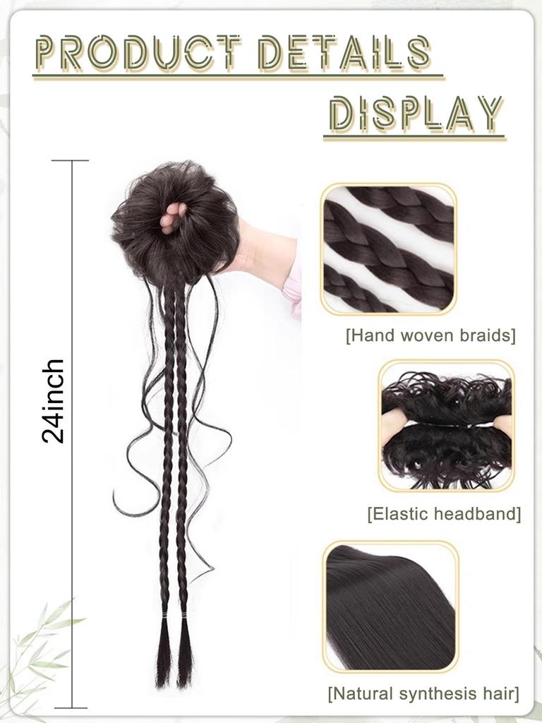 Chinese Style Flower Bud Head Synthetic Hair extension Wigs Natural Fluffy Slightly Curly Twisted Braid Wig Hair Accessories