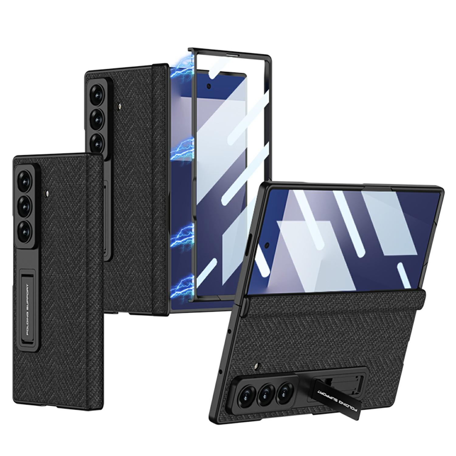 

GKK Чохол для Samsung Galaxy Z Fold7 5G з магнітним шарніром та підставкою, покритий нейлоном PC, з захисною плівкою на екран