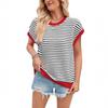 European New Fashion Striped Knitwear: Casual Color Block Batwing Sleeve Round Neck Sweater (2025)