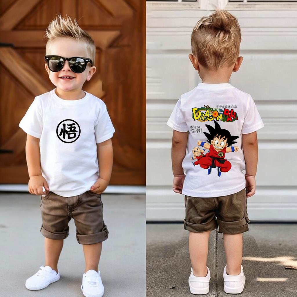 Dragon Ball T-shirt Boys Girls Clothes Fashion Goku Anime Figure Print Clothing Tops Kids Summer Breathable Tops Birthday Gift