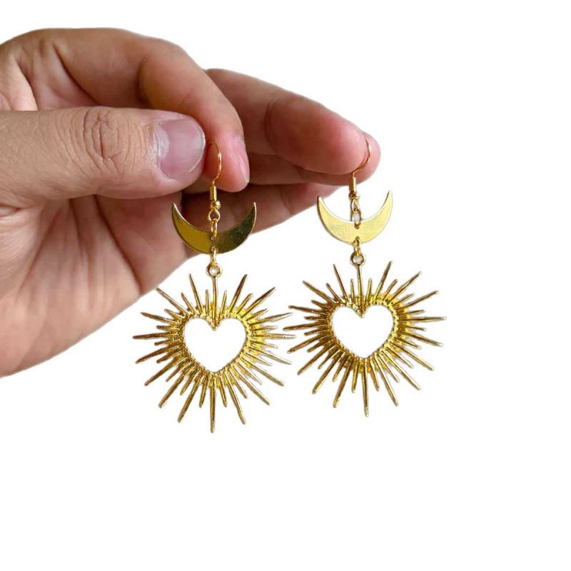 Gothic Thorny Heart Gold Earrings for Women