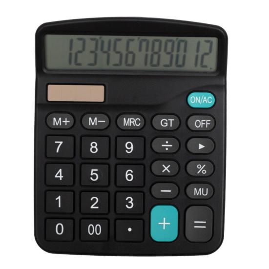 12-Digit Solar Powered Calculator Home Office Large Display Accountant Tools