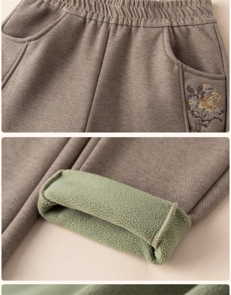 Plus Samt Elastische Taille Gerade Hosen für Mittleren Alters und Ältere Frauen von Mama - Winter Verdickt Lässige Hosen