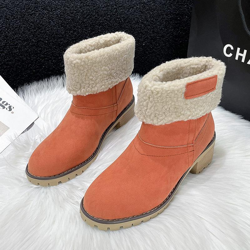 Flap large size women's boots European and American foreign trade cashmere short boots winter women's boots plush women's fluffy Martin boots