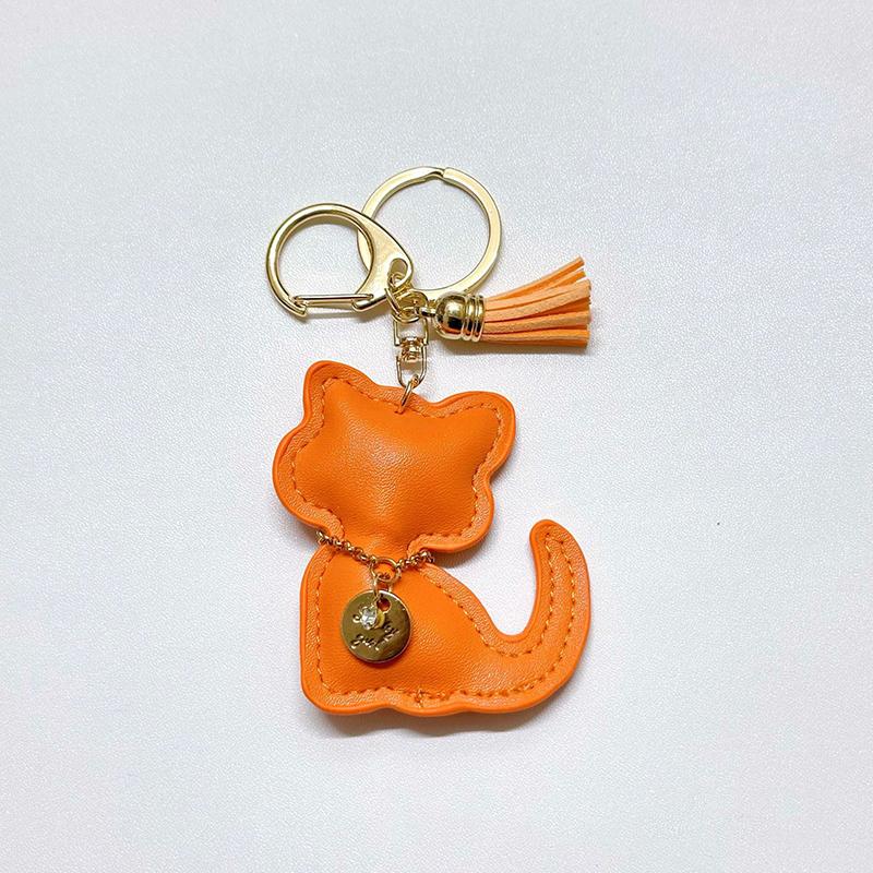1PC Key Rings Cute Cartoon Gifts For Girls Cat Keychain Fashion PU Leather Key With Tassels Bags Multiple Options Available