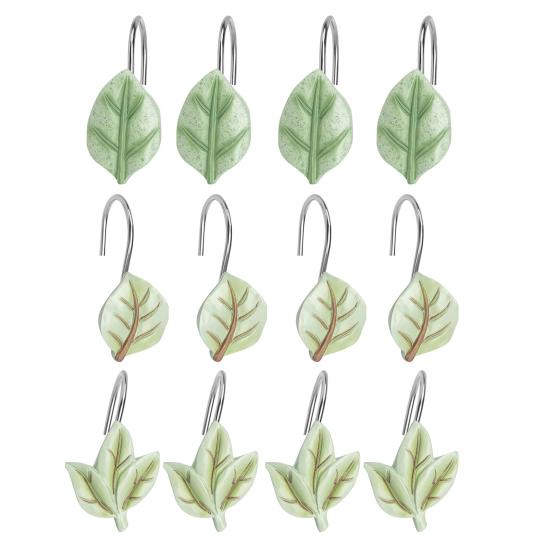 

12 шт. Крючки-листья для душевой занавески, Вешалки для душевой занавески, Сверхпрочные металлические кольца для душевой занавески для украшения ванной комнаты 12pcs