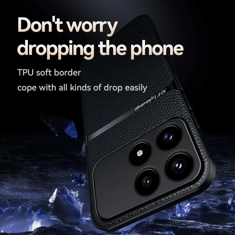 Luksusowe etui biznesowe z wysokiej jakości skóry o fakturze liczi na telefon Xiaomi Poco F8 Ultra F8 Pro, magnetyczne do samochodu, ochrona aparatu, odporne na wstrząsy, bumper