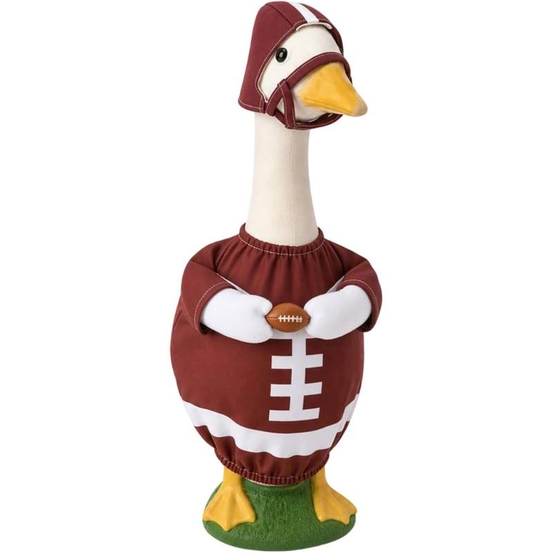 Dress a Decorative Lawn Bird for Football Season with a Helmet Headpiece and Coordinated Uniform Body Cover Costume Set