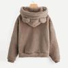 Felpa con cappuccio in pile Scione Teddy da donna Felpa a maniche lunghe Felpa con cappuccio in peluche con orecchie da orso calde