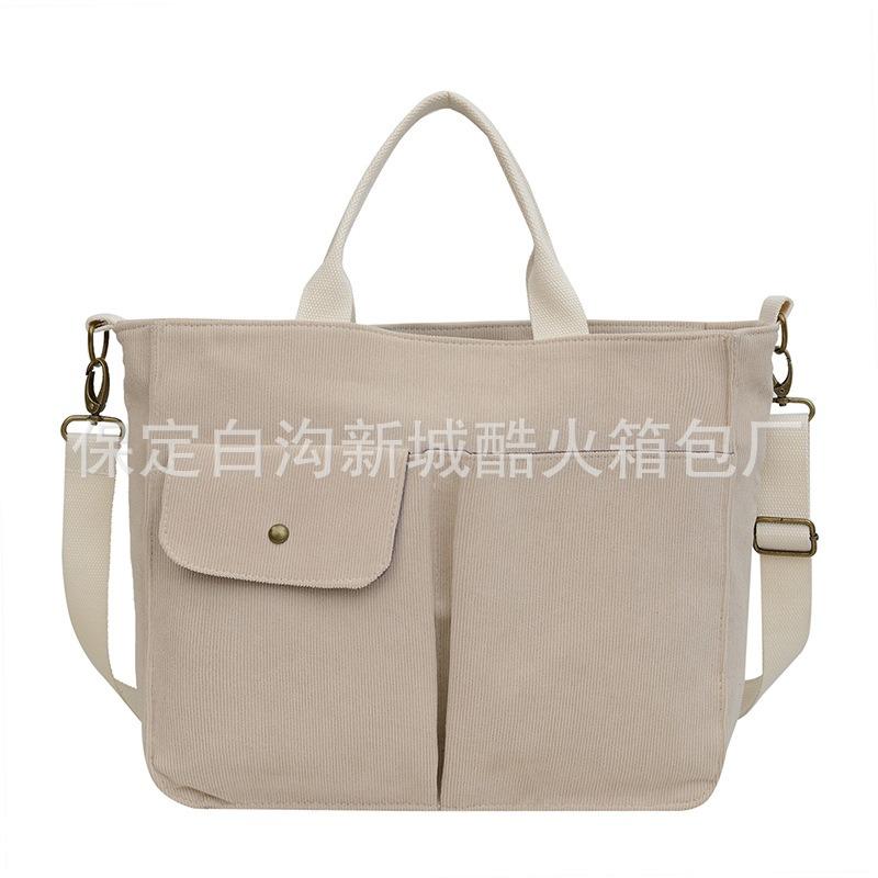 Damentasche Tragetasche Handtasche aus Cord Neue Umhängetasche Stilvolle und einfache Umhängetasche Große Kapazität