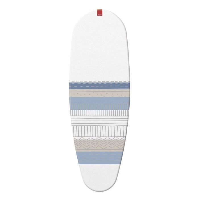 Housse Table À Repasser Premium Clip - 130 X 47 Cm - Blanc, Gris Et Bleu