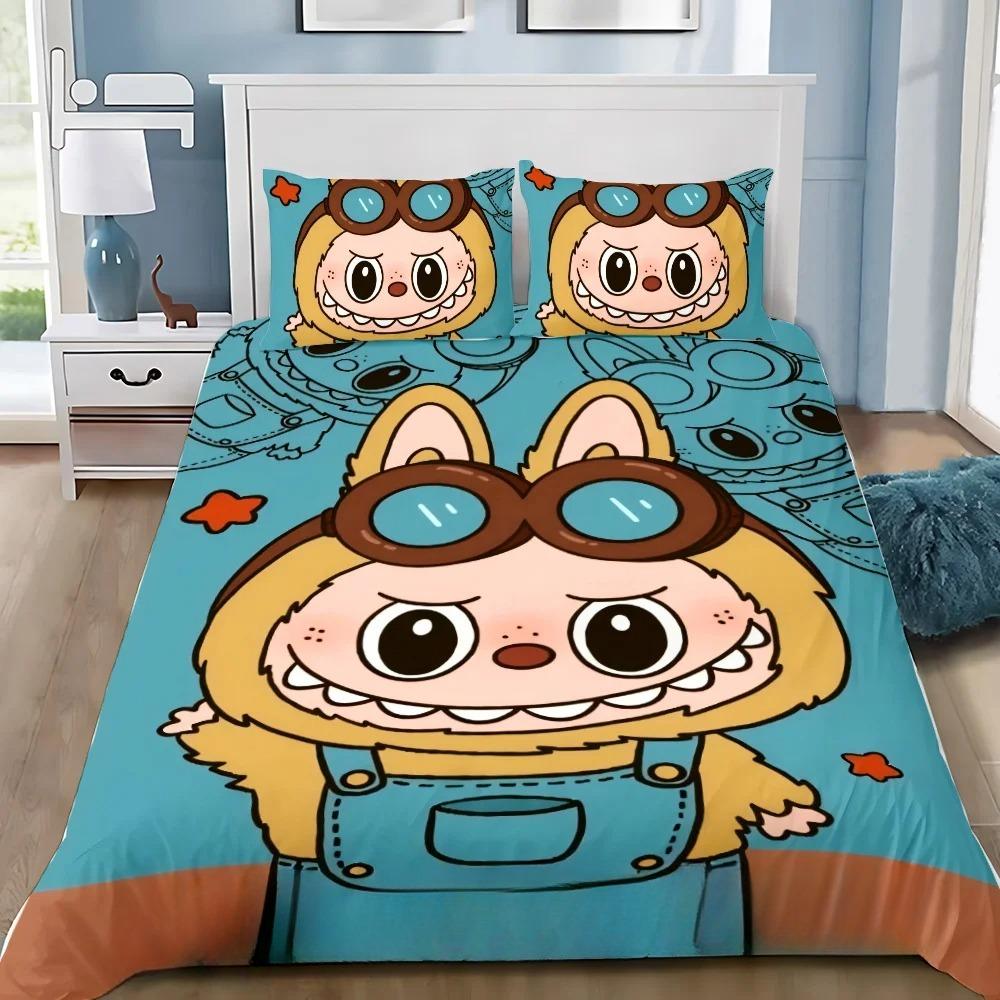 Søtt 3D Labu sengetøy 2/3 delers soveromssett, Barnegave Tenåringer voksen Mikrofiber dobbeltseng Dynetrekk med glidelås Romdekor