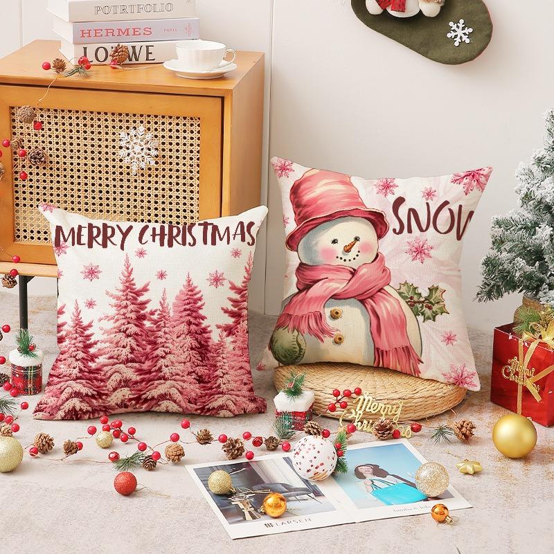 1-5PCS Festive Christmas Pillow Cover Decorative Cushion Case Holiday Sofa Accent Cover for Living Room Winter Party Home Decor