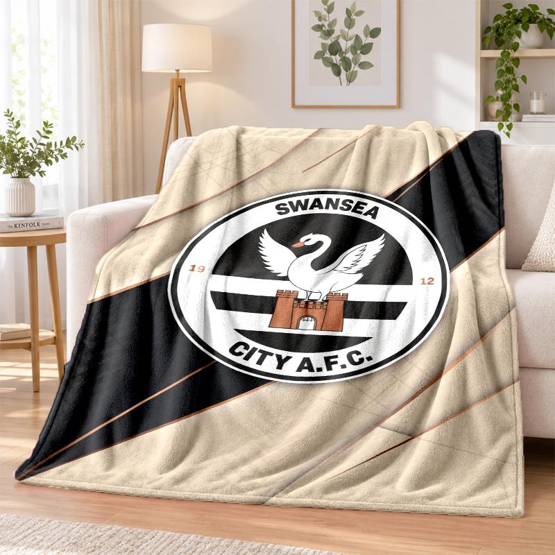 Swansea City Printed Flannel Blanket Warm Comfort Bed Throw For Indoor Home Decoration
