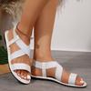 2025 Summer New Women's Shoes Large Size Fashion Wear Roman Women's Sandals Women's Flat Beach Sandals