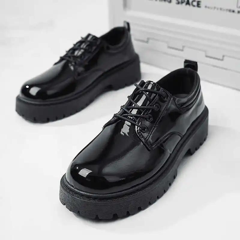 Fashion Normal Leather High Platform Men's Ankle Shoes Men Sport Boots Running Shoes For Men Brands Sneakers Industrial Sewing