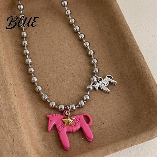 Horse Lover Gift Coated Pendant Necklace Bright Color Cute Charm