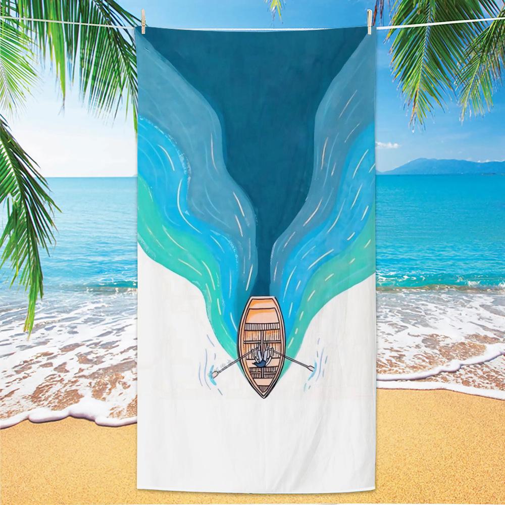 Ultra Fine Fiber Beach Towels, Beach Swimming Speed Drying Velvet Bath Towels, Printed Fashionable Bath Towels Towels Face Towel