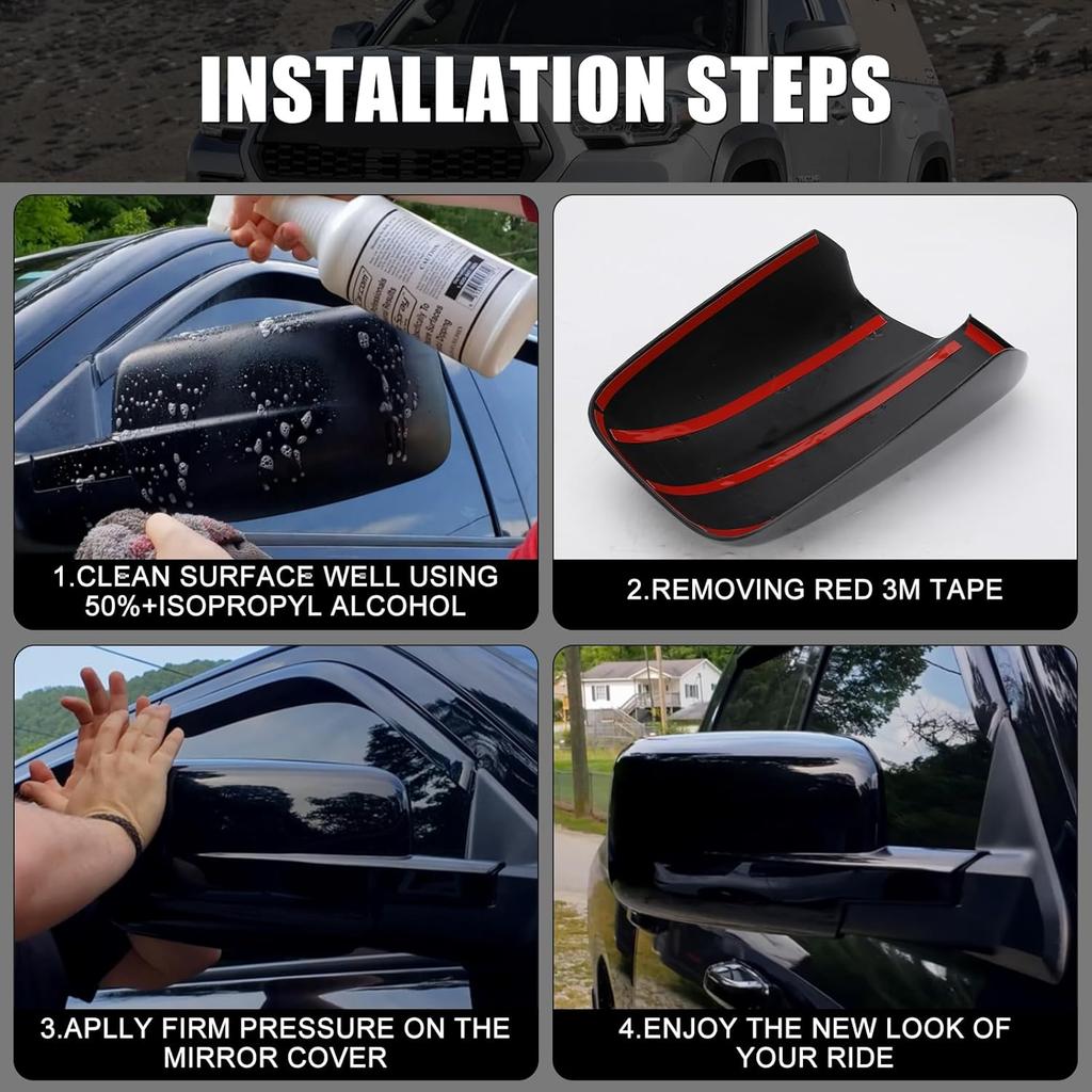 Chrome Side Mirror Covers Caps Compatible With 2009-2018 Dodge Ram 1500 And -2024 RAM 1500 Classic With Turn Signal Cut-Outs (Chrome-With Cut-Outs)