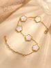 Korean Fashion Elegant Simple Simple Hundred Stainless Steel 18K Gold-Plated Five Leaf Flower Mother-Of-Zircon Bracelet Women'S