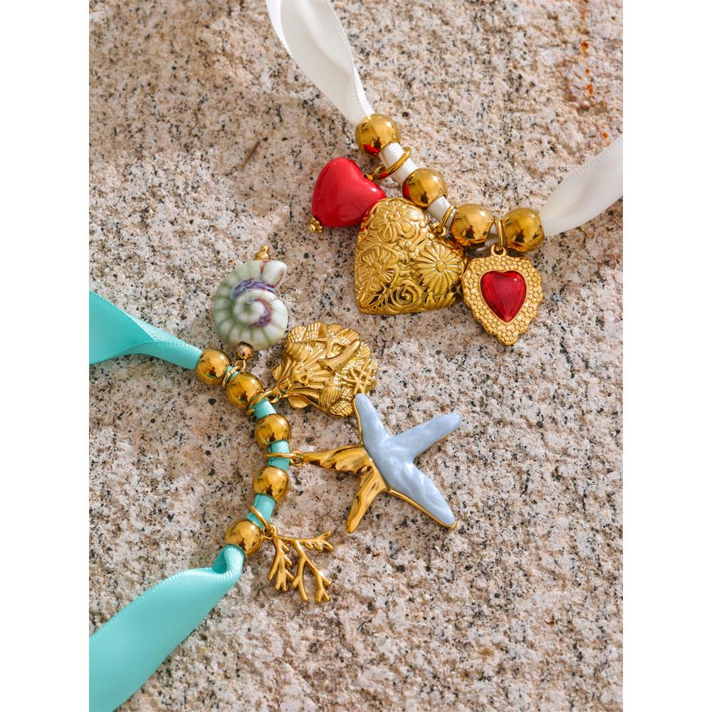 Yhpup 2PC Shoelace White Blue Ribbon Heart Starfish Shell Charm Pendant Shoes Laces Canvas Casual Shoelace Handmade Accessories