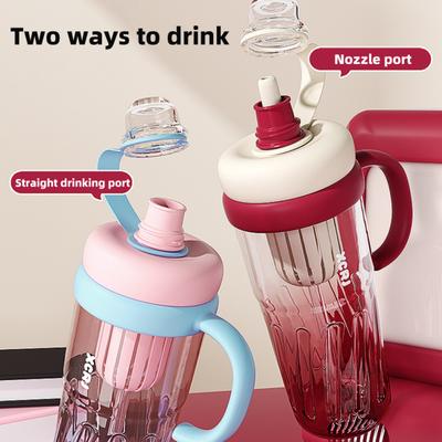 Tazza Riutilizzabile per Bevande Tazza per Caffè Freddo Colore Gradiente Tazza per Smoothie 950ml Bicchiere con Cannuccia A Prova di Perdite Tazza di Plastica Senza BPA per Studenti
