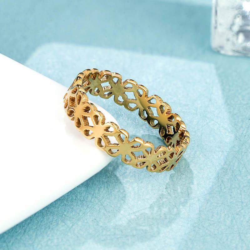 Simple Hollow Ring, Four-leaf Clover Ring Ins Feminine Non-fading Jewelry