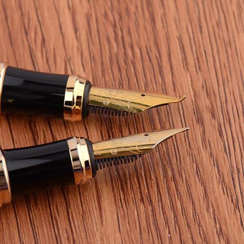 Duke D2 Zwart & Gouden Clip D2 Medium Pen met Penpunt Set met 1x Kalligrafie Fude Gebogen Penpunt Verwisselbaar Set Benodigdheden
