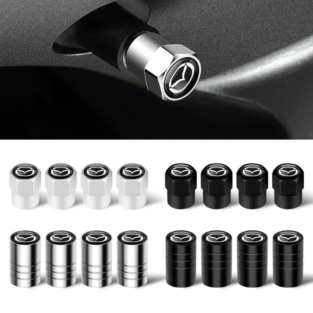 Frosted 4pcs Car Tire Valve Cap Metal Dust Cover Accessories For Mazda 2 3 5 6 Axela Atenza Demio Speed CX4 CX-5 CX7 CX-8 MS h2
