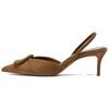 Retro Unique Casual Fashion Open-Back Stiletto Heels Women Heels Brown 2208510105