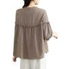 Imitation Cotton and Linen Shirt Women's Three-quarter Sleeve Loose Casual Large Size All-match Shirt Stand-up Collar Top