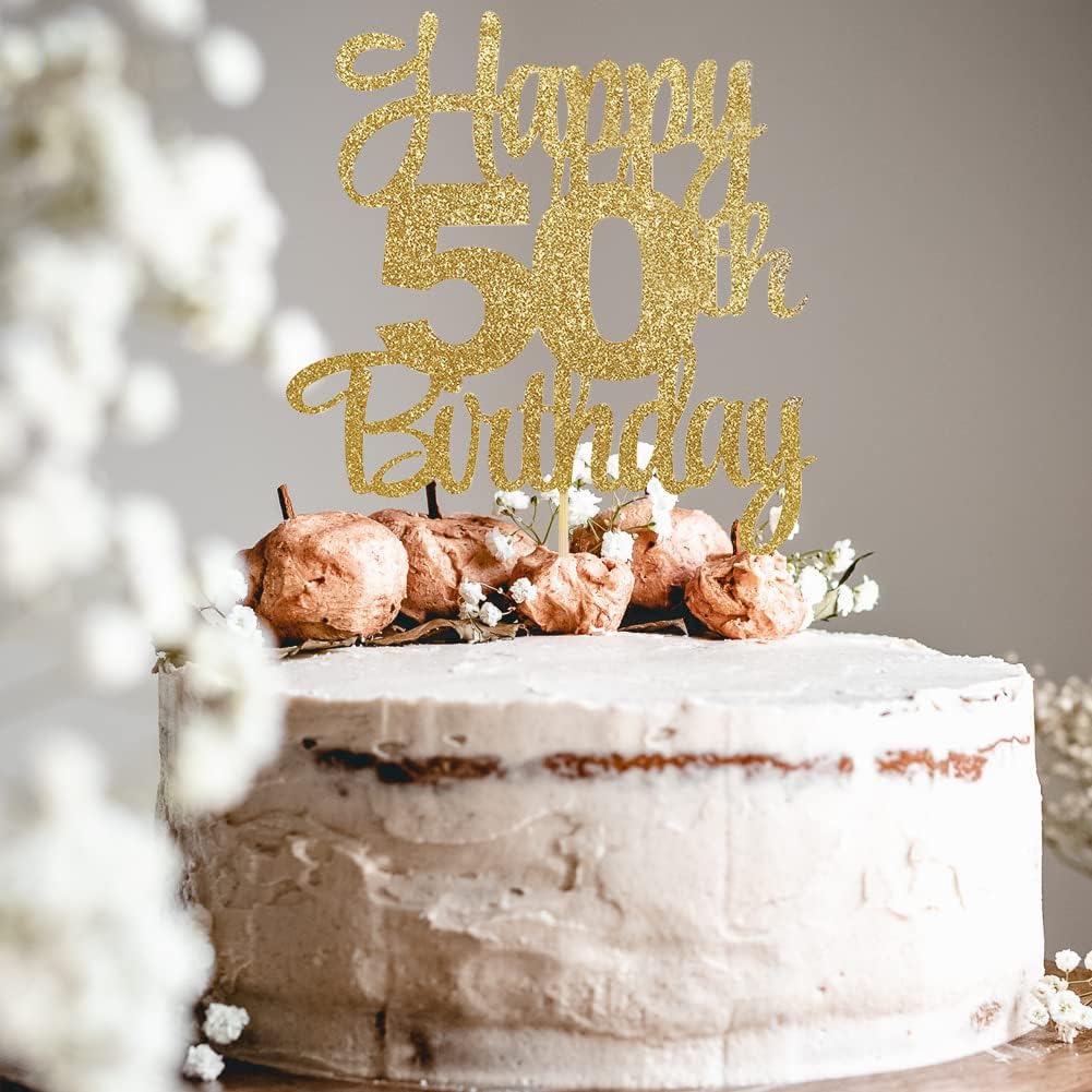 Happy 50th Birthday Cake Topper - 50th Birthday Decorations,50th Topper,50 Cake Party Decorations,50 Anniversary Decor