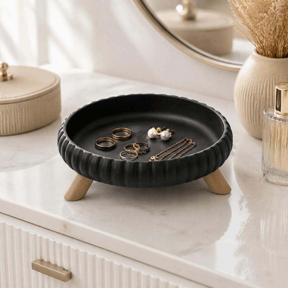 Artistic Three-Legged Storage Tray Round Sundries Storage Dish Catchall Tray Desktop Organizer