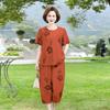 Summer Cotton and Linen Suit, Western Style Mother, Summer Loose Two-piece Suit