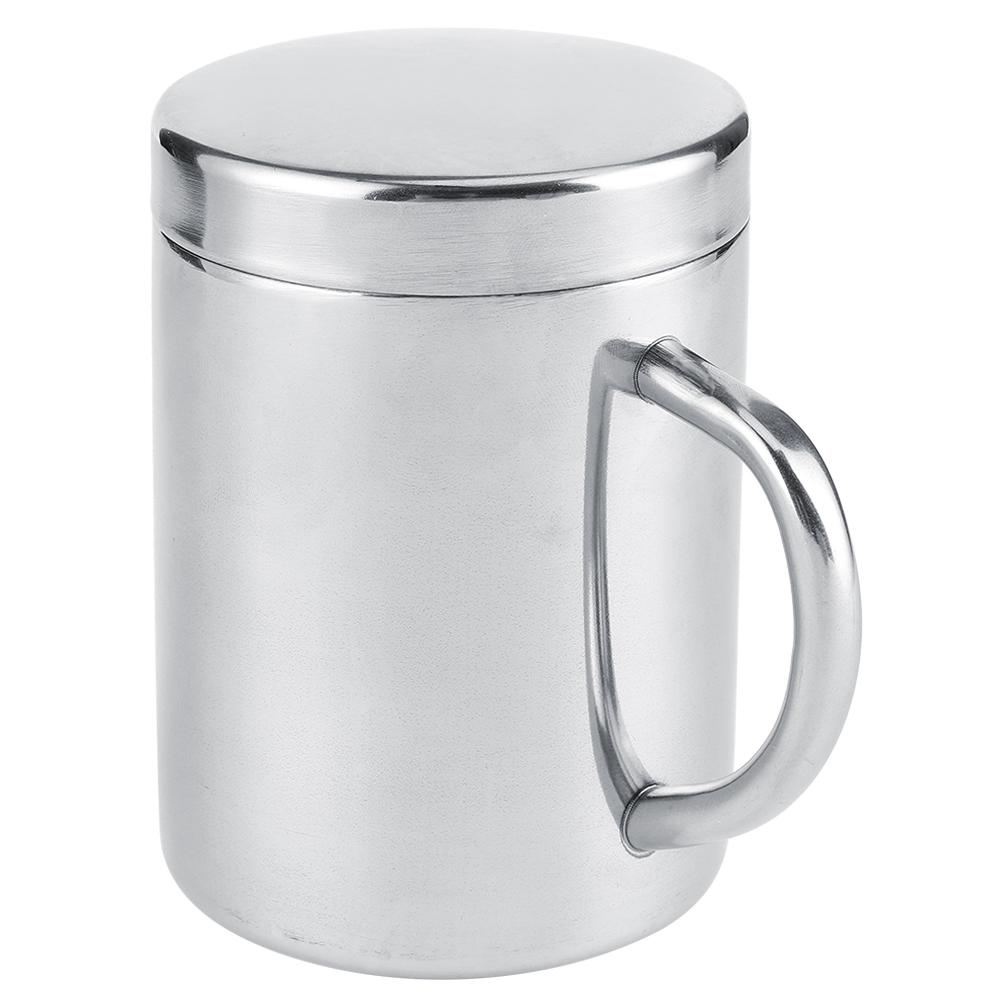 Portable Stainless Steel Double Wall Mug Anti‑scald Coffee Tea Milk Cup with lid for Home Office Travel(220ML )