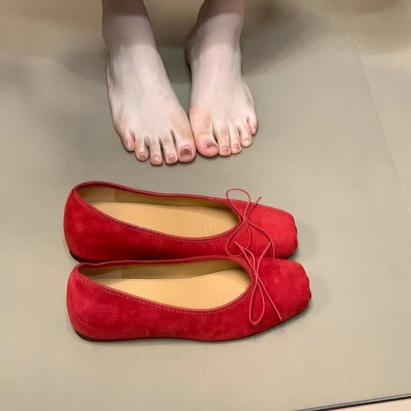 Square Head Bow One-pedal Inner Height Increase Commuter Shoes New French Versatile Light Mouth Ladyshoes