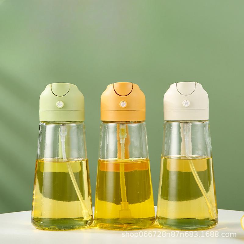 470ml Glass Oil Spray Bottle 2in1 Mist  Pour Non-Drip Oil Dispenser Kitchen Oil Filter Jug for Home Usewith Leakproof Spout