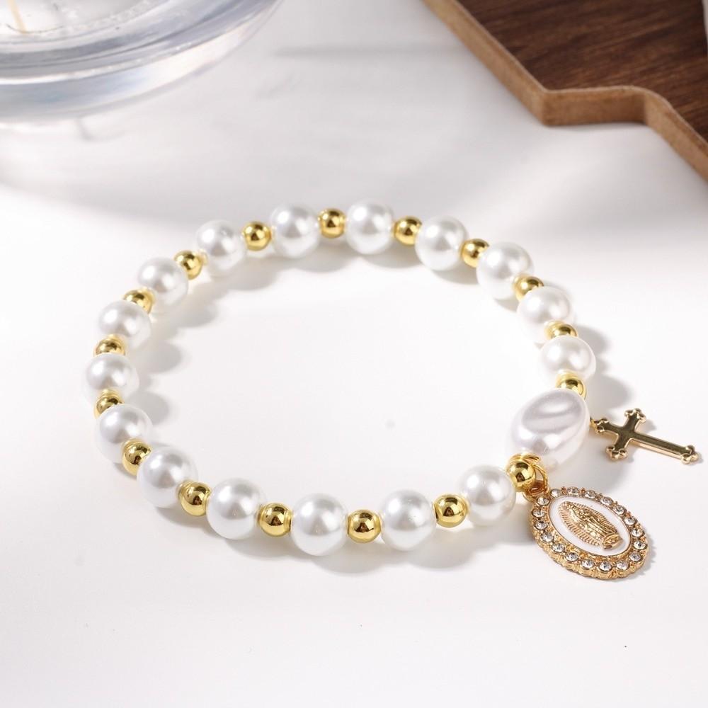 Chinese Style Blue and White Porcelain Bracelet Vintage Versatile Pearl Beaded Bracelet Elastic Pretty Ceramic Bracelet