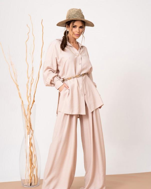 

Вільний костюм із льону ISSA Plus M бежевий