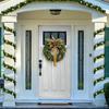 60CM Artificial Christmas Wreath with Pine Cones Bells and Decorative Bow for Door Wall Fireplace Hanging Seasonal Home Decoration